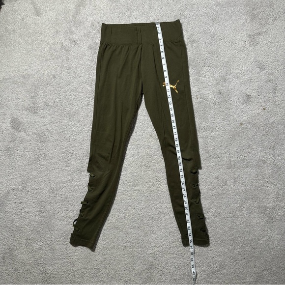 Puma Army Green Leggings with Gold Logo - Picture 3 of 5